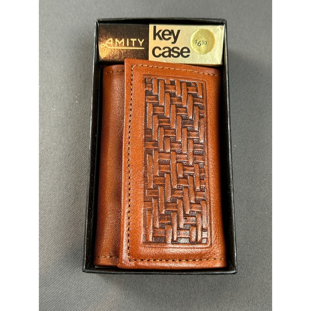 Vintage NOS Amity Brown Leather Folding Key Case Holder - Picture 15 of 15